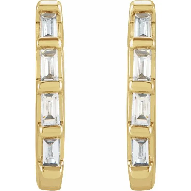 14K Yellow 1/10 CTW Natural Diamond Huggie Earrings