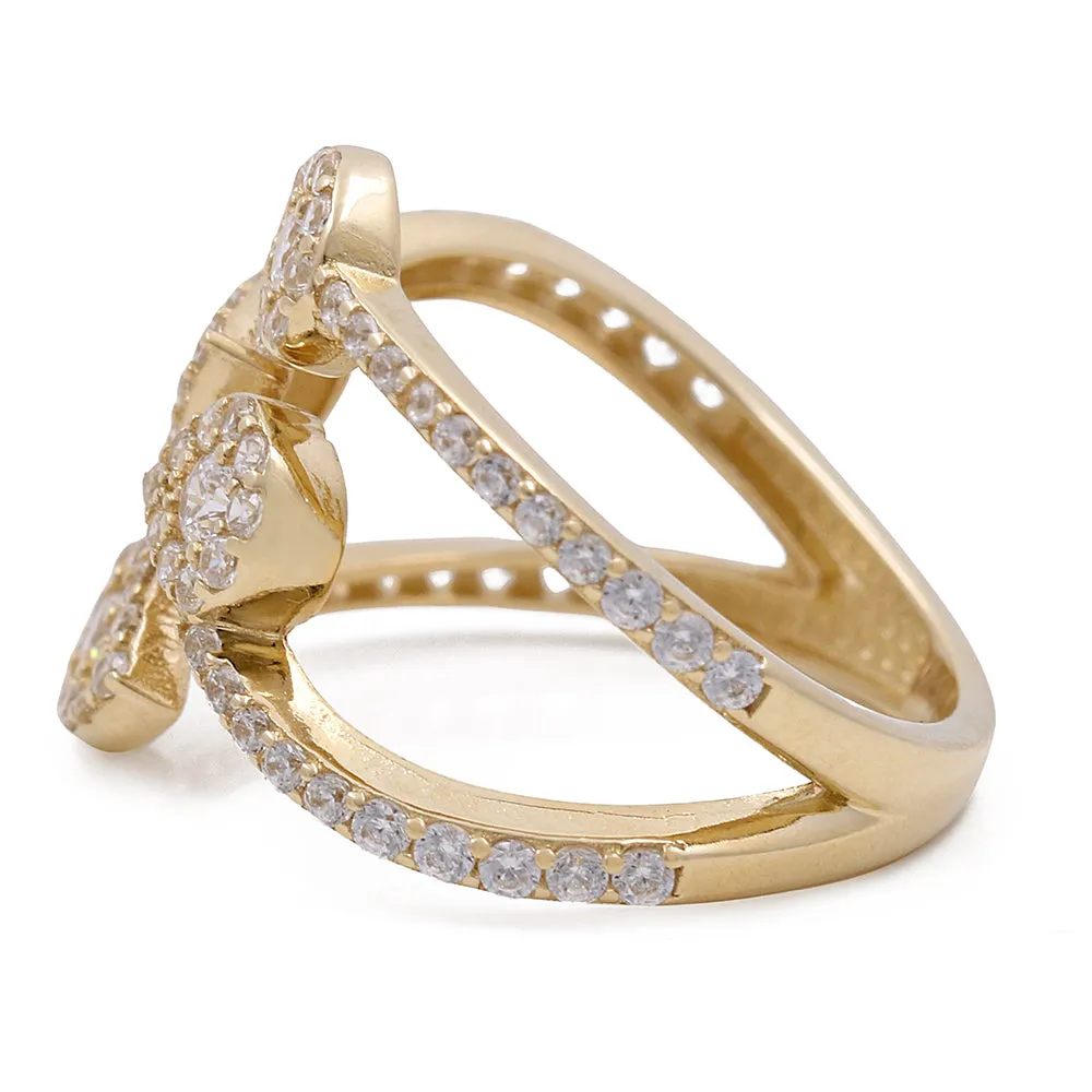 14K Yellow Gold Women's Fashion Ring with Cubic Zirconias
