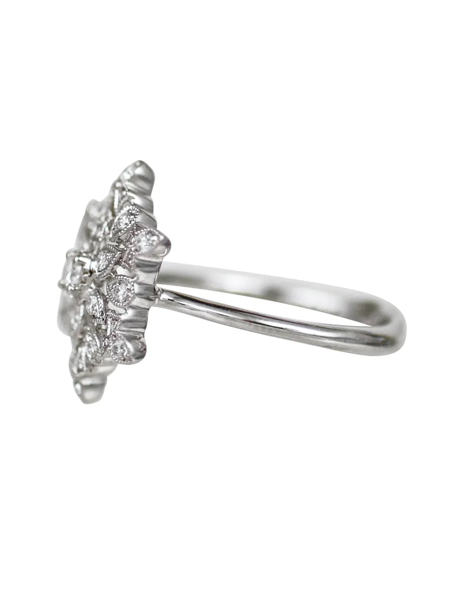 18K Diamond Deco Flower Burst Ring