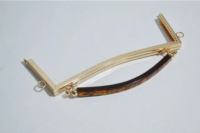 20.5cm / 25cm Retro Sewing Purse Frame / Large Handle Purse Frame Light Gold And Bronze