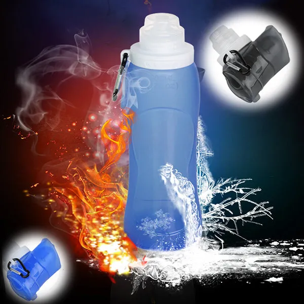 500ml Foldable Silicone Water Bottle Portable Folding Kettle For Cycling Outdoor Sports