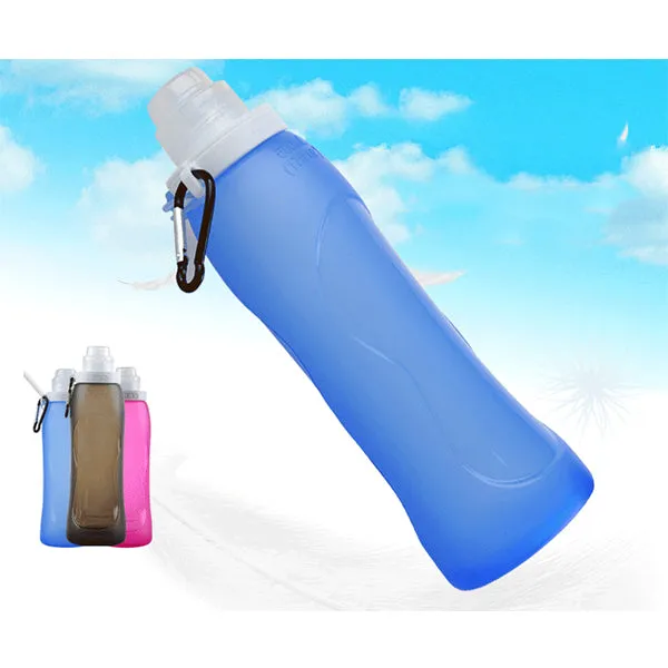 500ml Foldable Silicone Water Bottle Portable Folding Kettle For Cycling Outdoor Sports