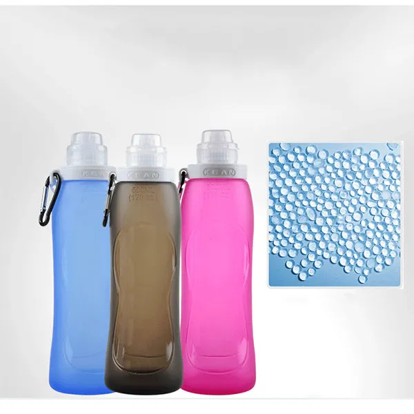 500ml Foldable Silicone Water Bottle Portable Folding Kettle For Cycling Outdoor Sports