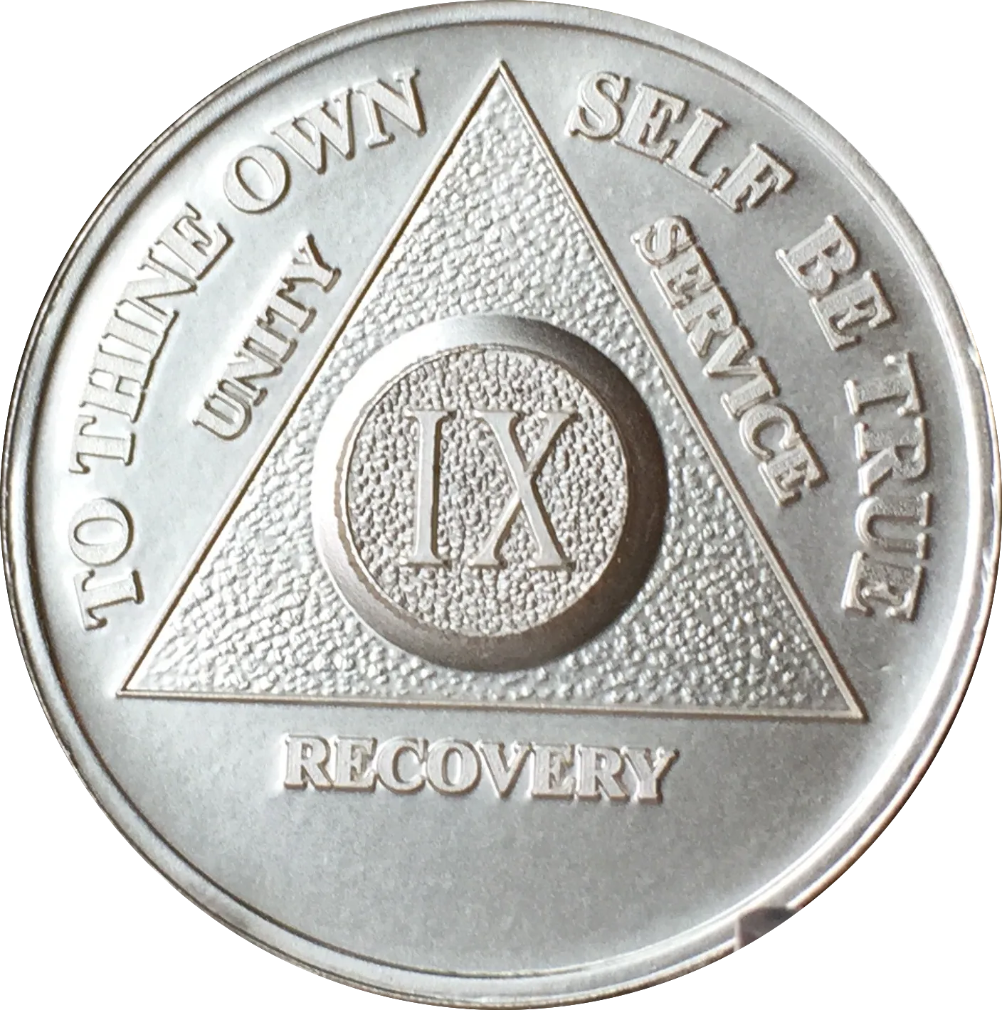 9 Year AA Medallion .999 Fine Silver Sobriety Chip