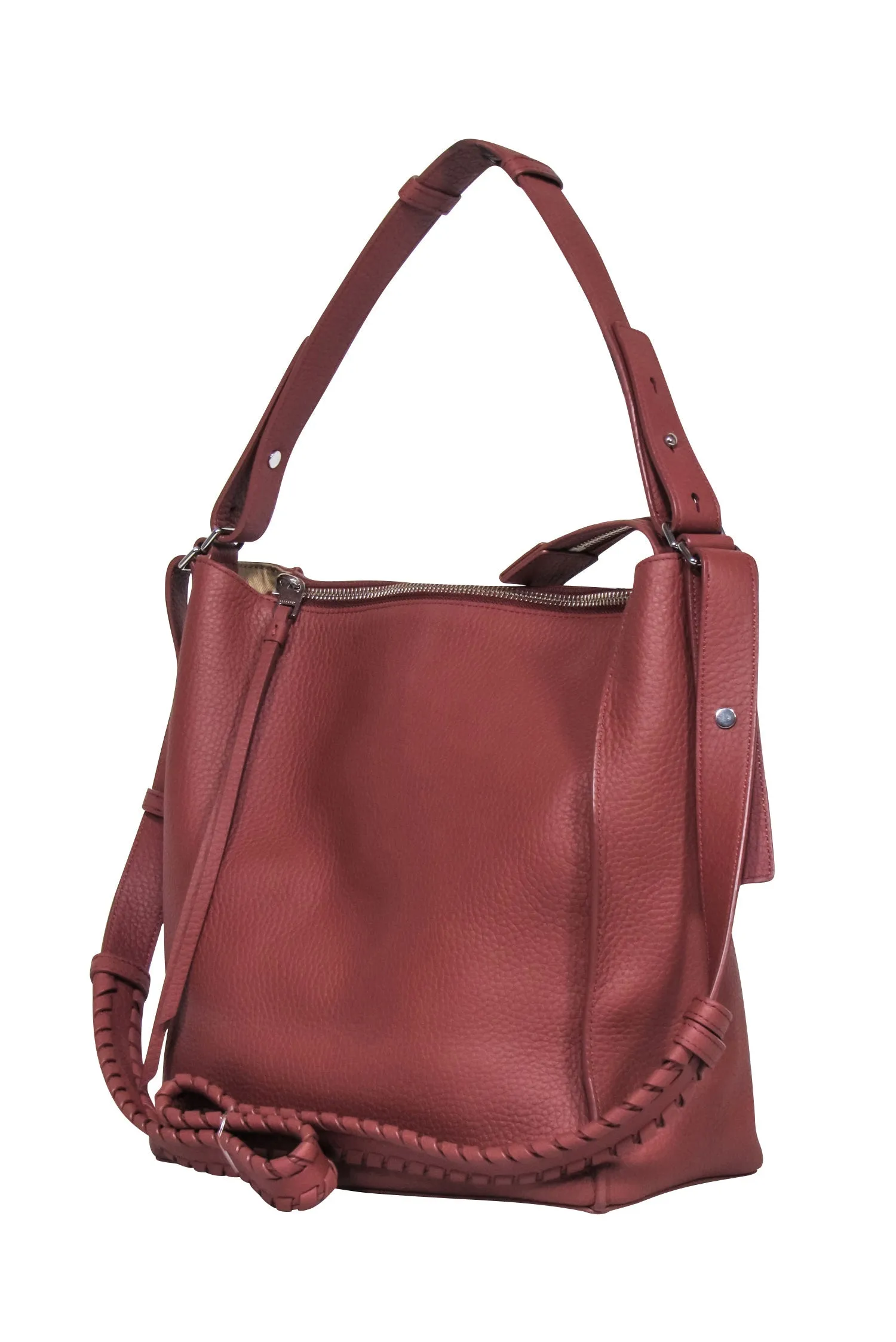 All Saints - Rust Brown "Kita" Leather Crossbody Bag