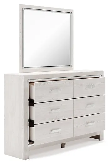 Altyra King Upholstered Panel Bed, Dresser, Mirror, and Nightstand