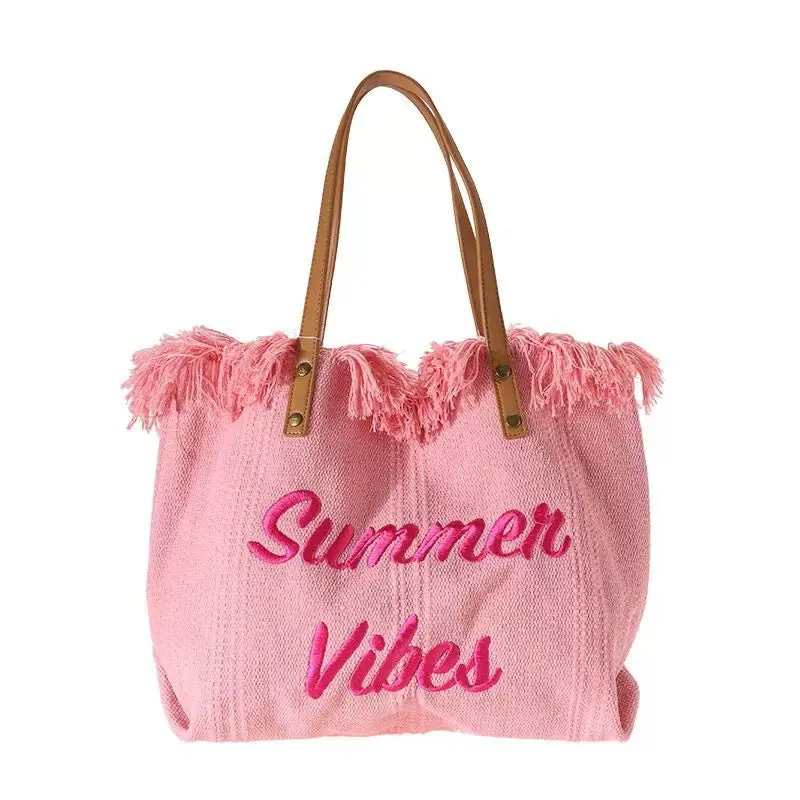 Bohemian canvas woven tote bag simple ethnic purse