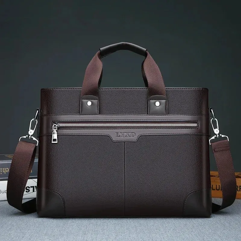 Business Leather Men's Briefcase Fashion Men's Handbag Office Men's Shoulder Bag 14 Inch Laptop Bag