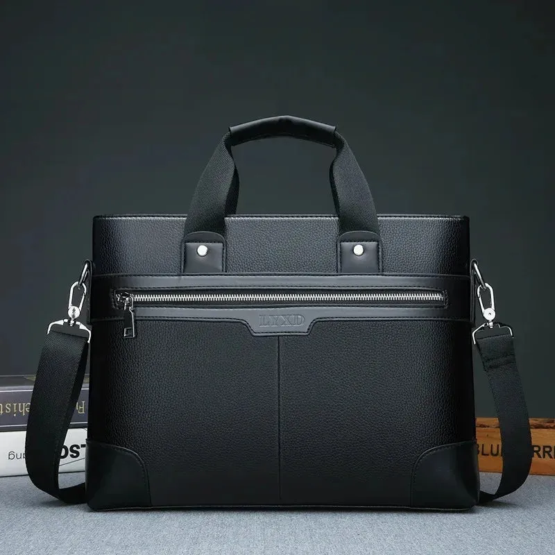 Business Leather Men's Briefcase Fashion Men's Handbag Office Men's Shoulder Bag 14 Inch Laptop Bag