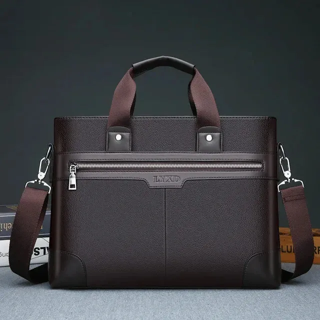 Business Leather Men's Briefcase Fashion Men's Handbag Office Men's Shoulder Bag 14 Inch Laptop Bag