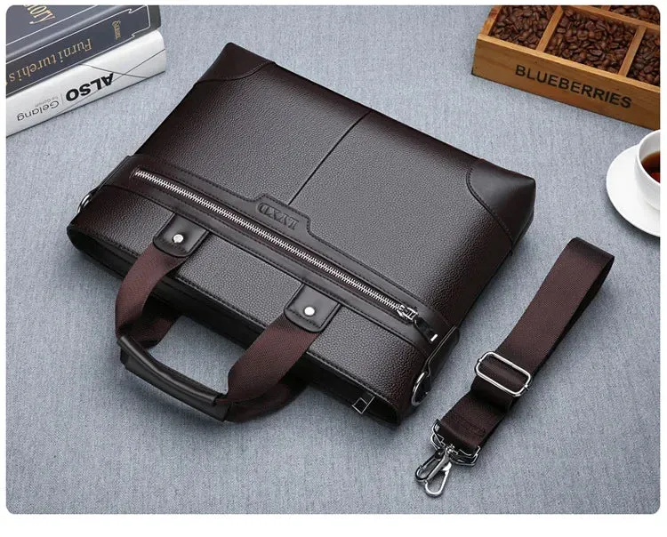 Business Leather Men's Briefcase Fashion Men's Handbag Office Men's Shoulder Bag 14 Inch Laptop Bag