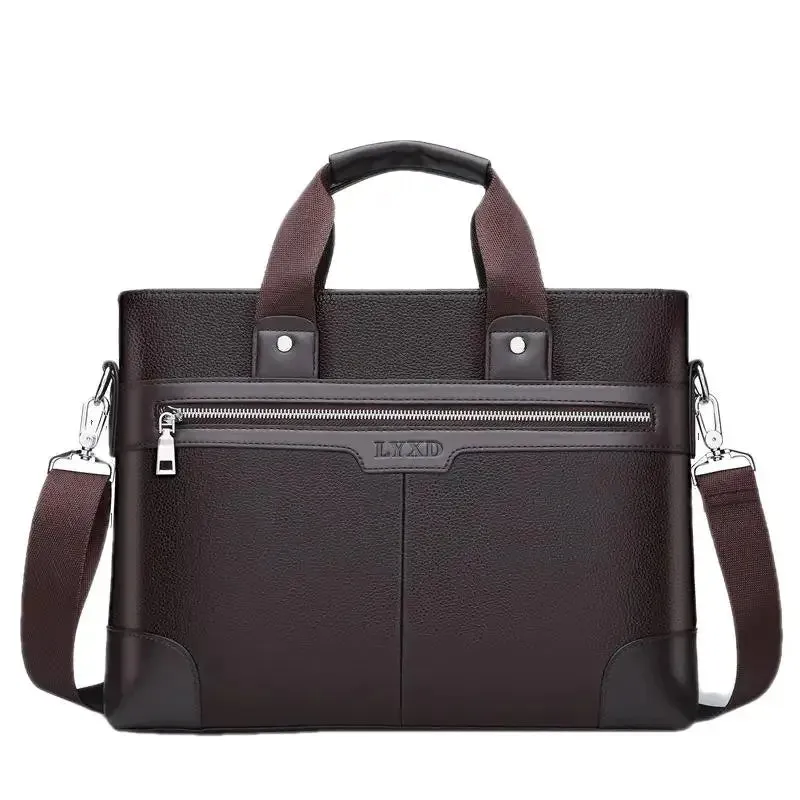 Business Leather Men's Briefcase Fashion Men's Handbag Office Men's Shoulder Bag 14 Inch Laptop Bag