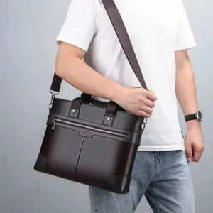 Business Leather Men's Briefcase Fashion Men's Handbag Office Men's Shoulder Bag 14 Inch Laptop Bag