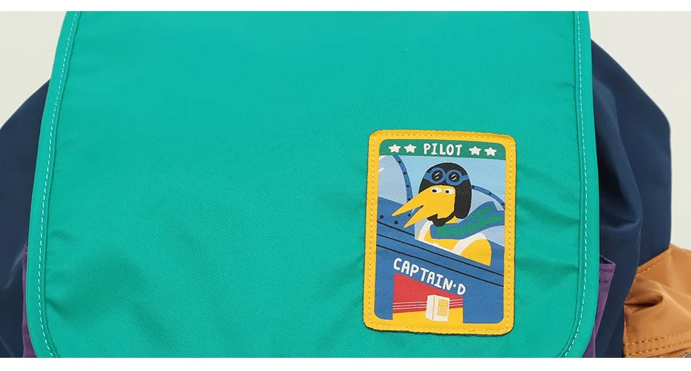 Casual Cute Big Dinosaur Pilot Colour Block Backpack