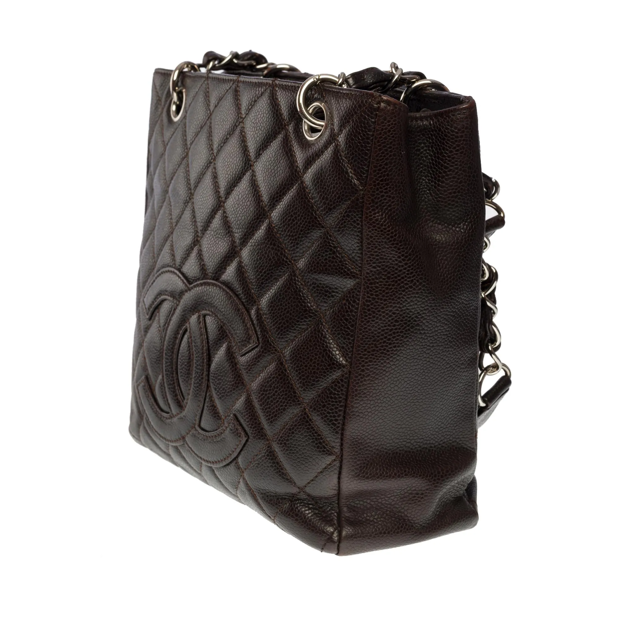 CHANEL Amazing Petit Shopping Tote bag [PST] in brown Caviar quilted leather, SHW