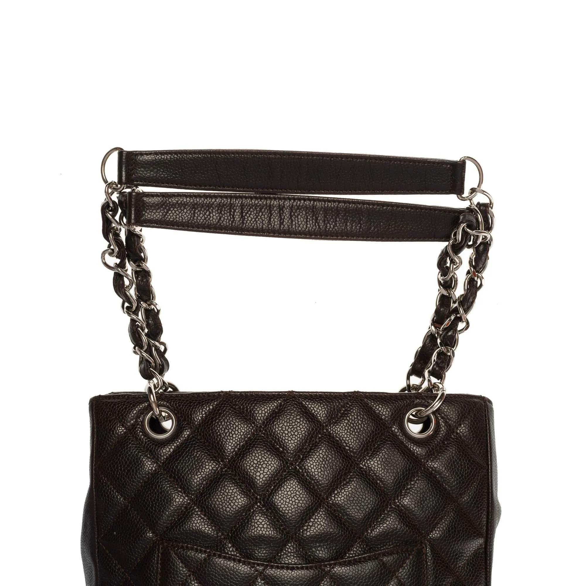 CHANEL Amazing Petit Shopping Tote bag [PST] in brown Caviar quilted leather, SHW
