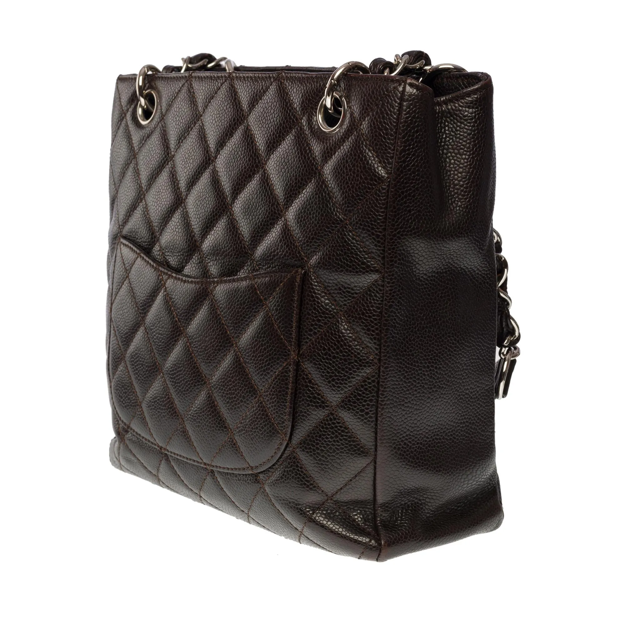 CHANEL Amazing Petit Shopping Tote bag [PST] in brown Caviar quilted leather, SHW