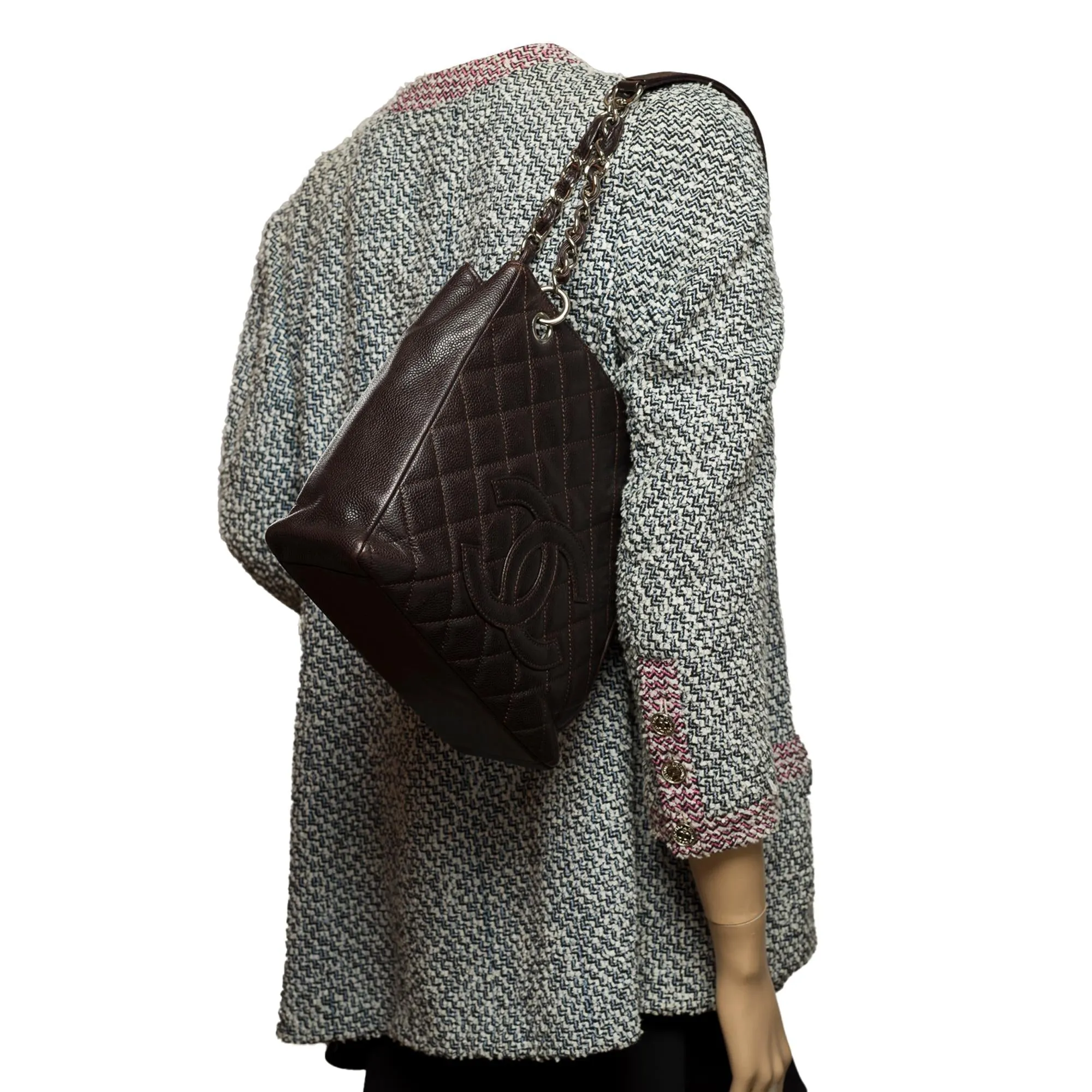 CHANEL Amazing Petit Shopping Tote bag [PST] in brown Caviar quilted leather, SHW