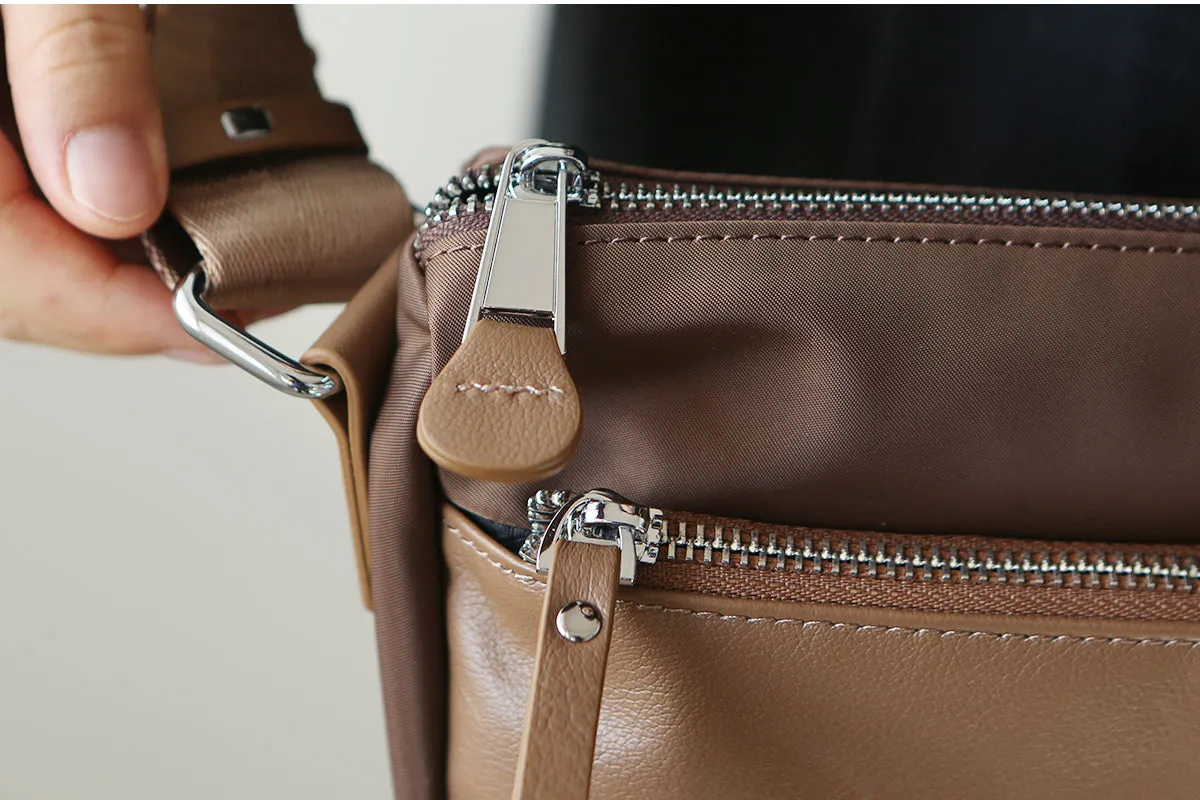 Chic Womens Black Nylon Crossbody Bag With Leather Small Shoulder Bags For Women
