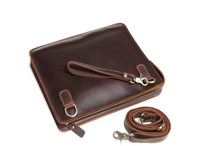 Classy Retro Leather Mens Tablet Messenger Bag Small Side Bag Messenger Bag For Men