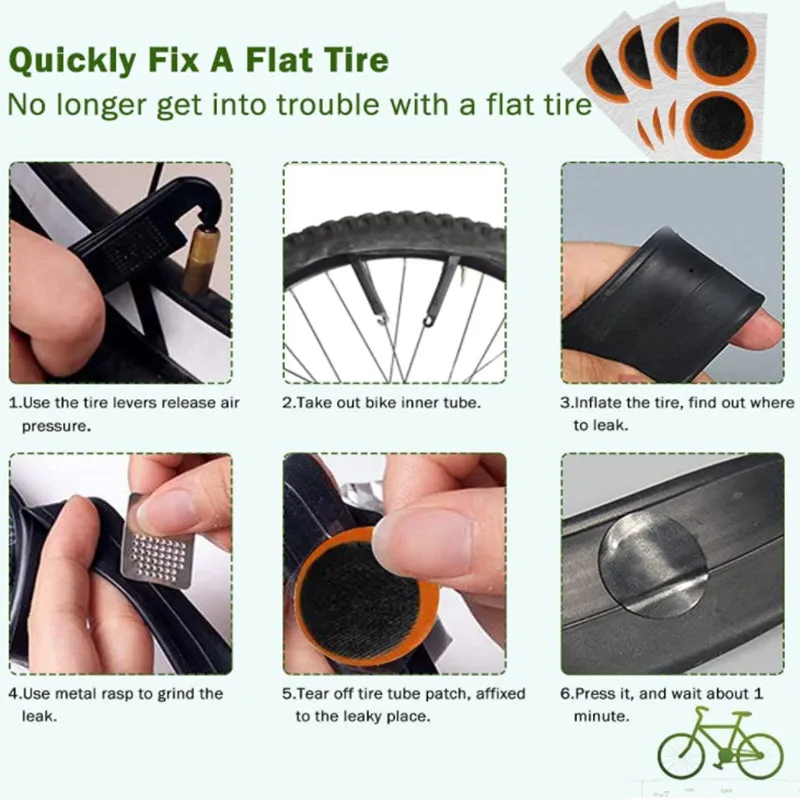 Crocox Bike Tyre Repair Kits Bike Tire Repair Tool Kits Mini Bicycle Tire Pump T