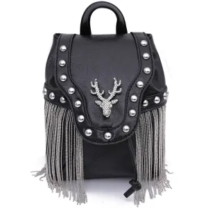Embellished Stag Tassel Crossbody Bag