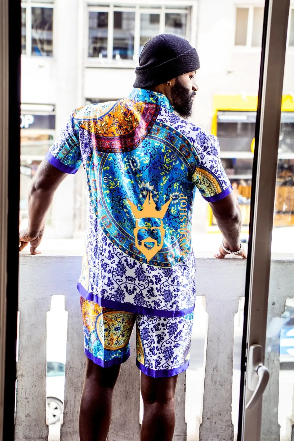 Fashion Men's summer luxury silk set 2 pcs