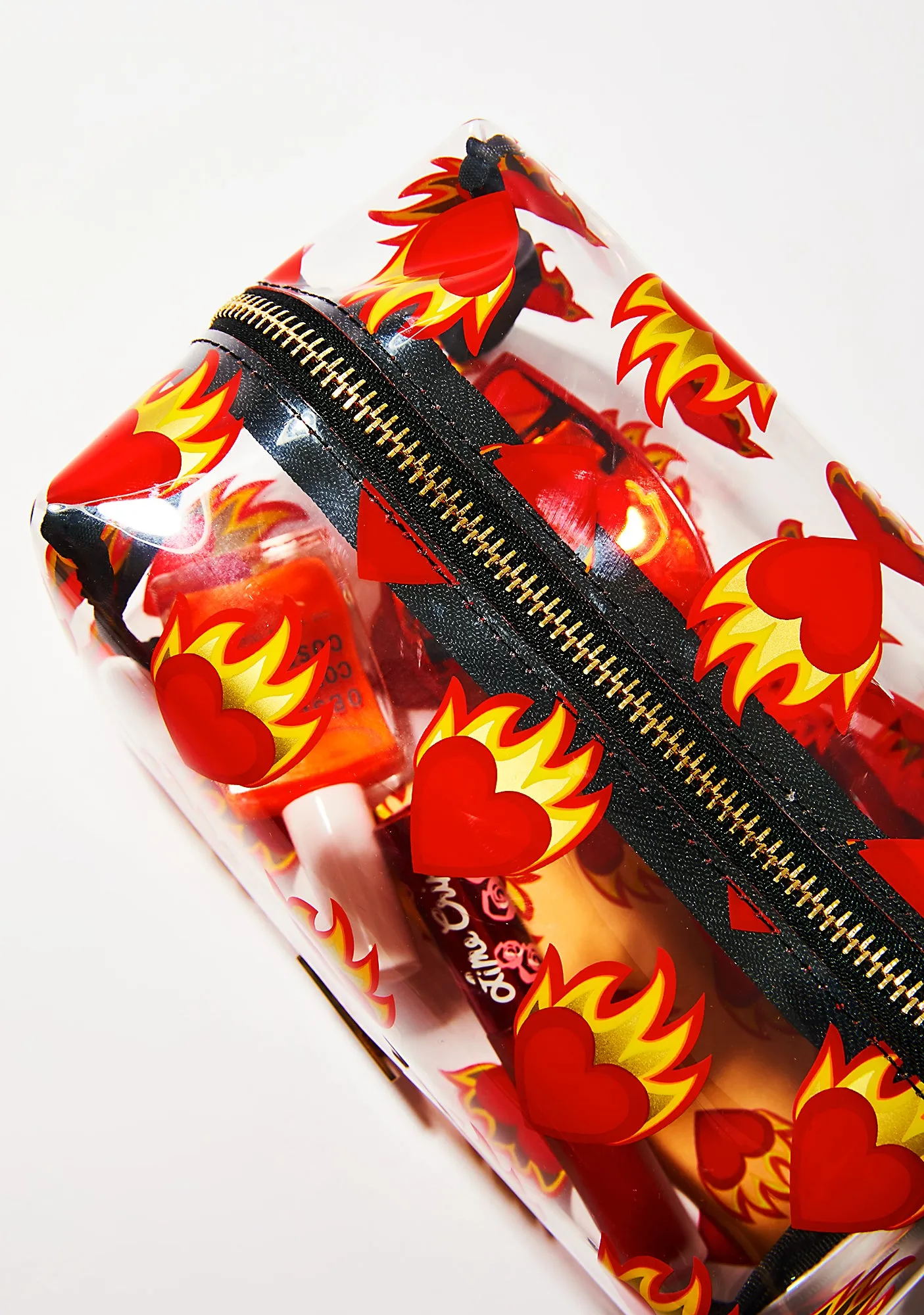Flaming Heart Make Up Bag