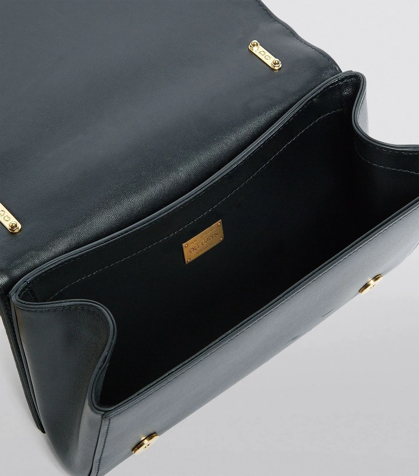 Girls Barocco Leather Shoulder Bag, Black