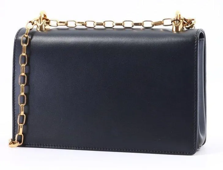 Girls Barocco Leather Shoulder Bag, Black