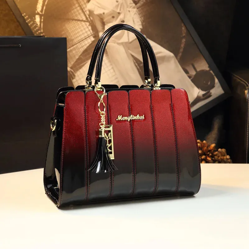 Glossy Leather Satchel Hand Bags
