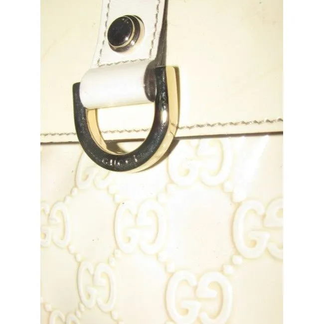 Gucci Abbey Vintage Yellow Large G Logo Print Patent Leather Hobo Bag