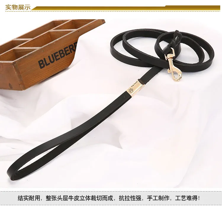 Handmade Cowhide Leather Dog Leash&Collar