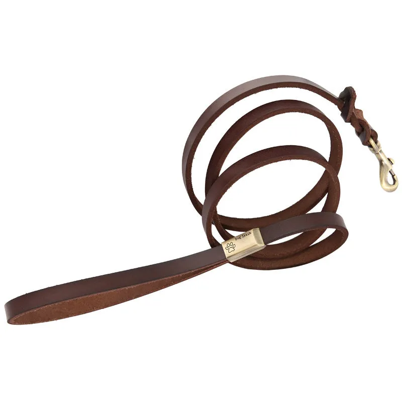 Handmade Cowhide Leather Dog Leash&Collar