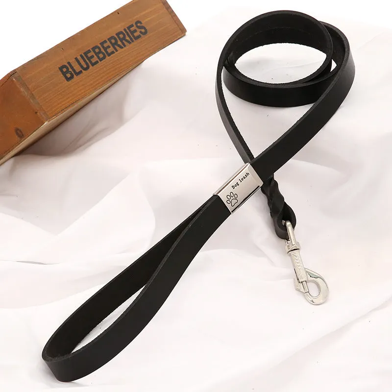 Handmade Cowhide Leather Dog Leash&Collar