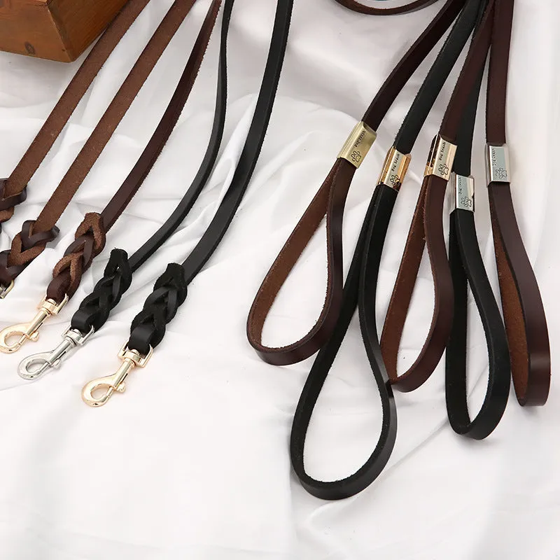 Handmade Cowhide Leather Dog Leash&Collar