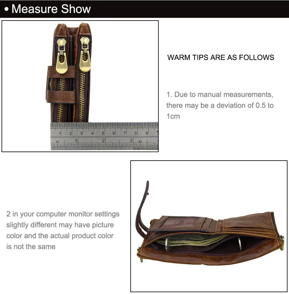 Men Genuine Leather Wallet with Anti-Magnetic Anti-Theft RFID Protection Lining