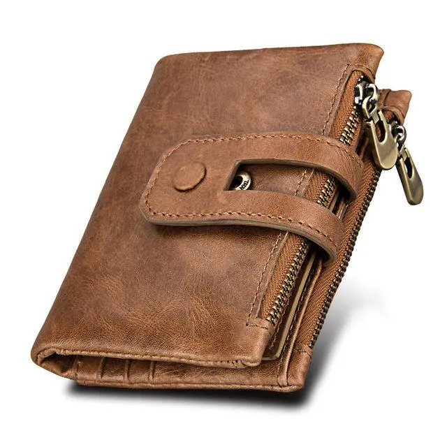 Men Genuine Leather Wallet with Anti-Magnetic Anti-Theft RFID Protection Lining