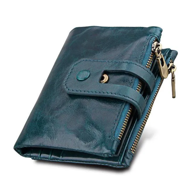 Men Genuine Leather Wallet with Anti-Magnetic Anti-Theft RFID Protection Lining