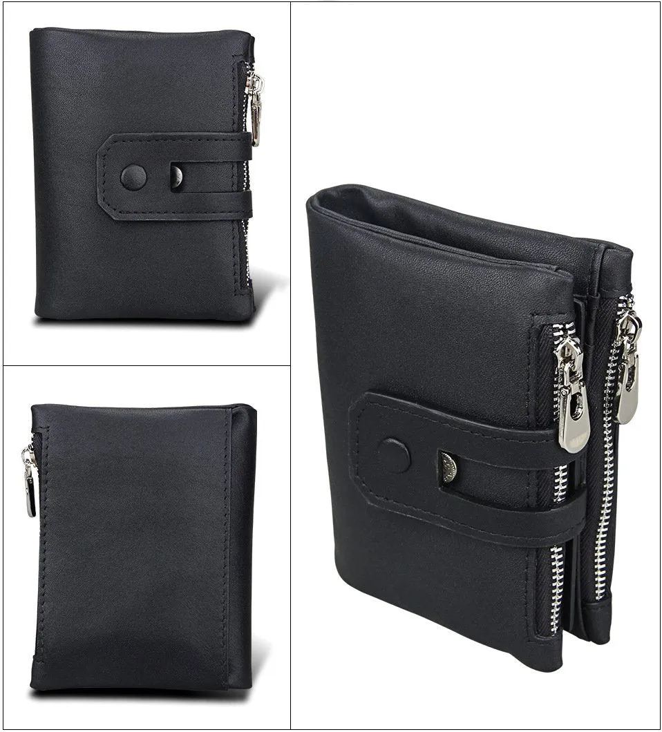 Men Genuine Leather Wallet with Anti-Magnetic Anti-Theft RFID Protection Lining