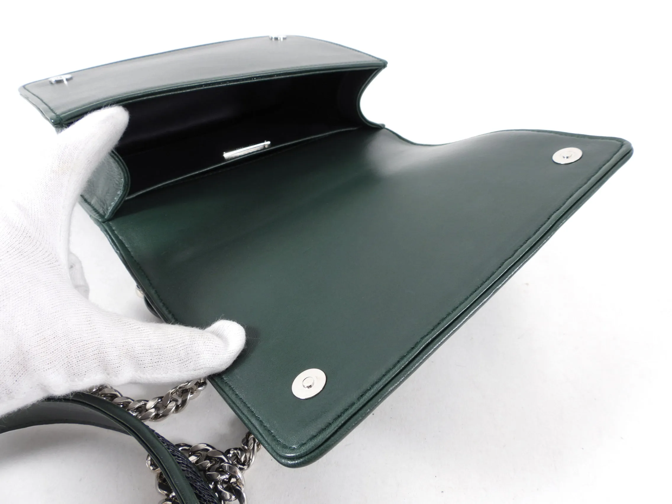 Miu Miu Green Sequin Small Bag with Shoulder Chain Strap