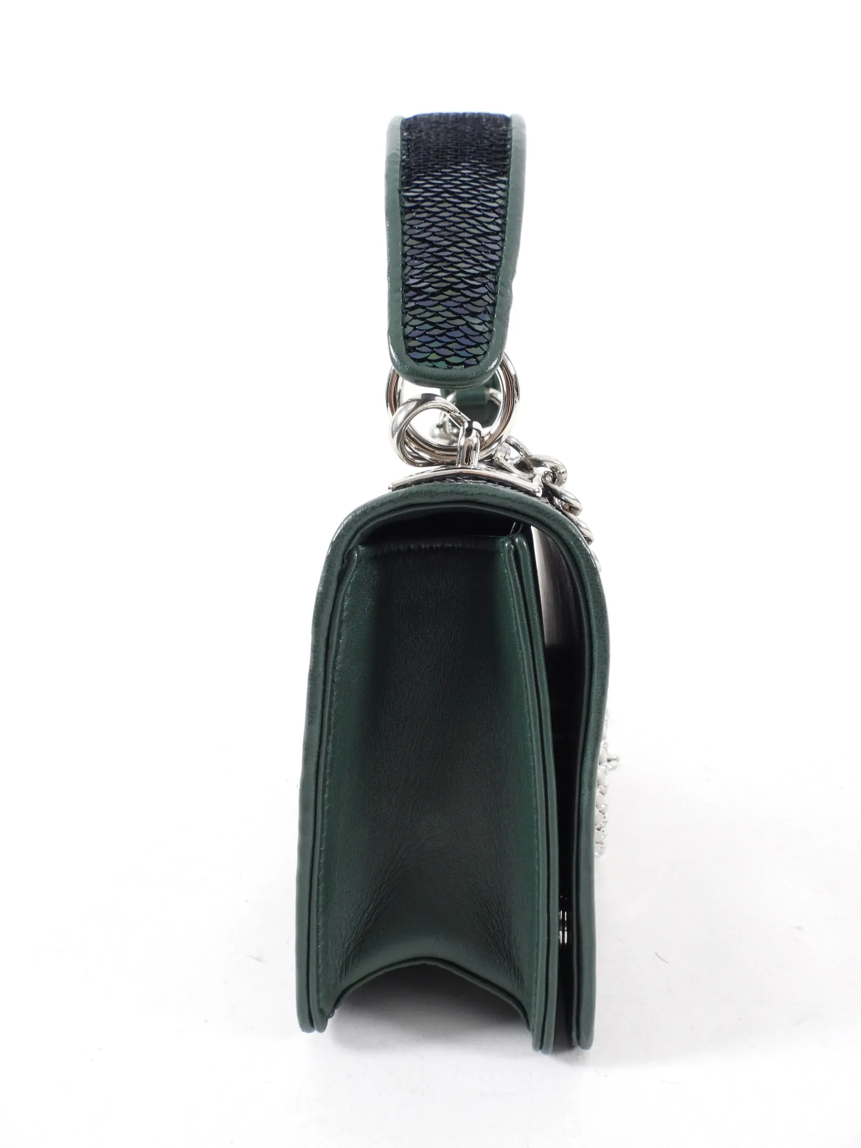 Miu Miu Green Sequin Small Bag with Shoulder Chain Strap