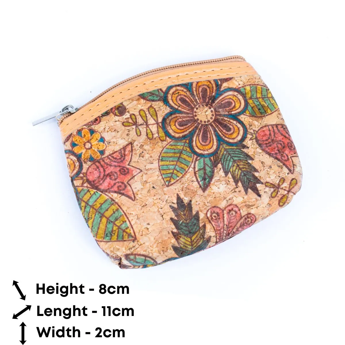 Natural Cork Floral Mosaic Print Women's Coin Purse BAGD-289-A-MIX-12（12units）