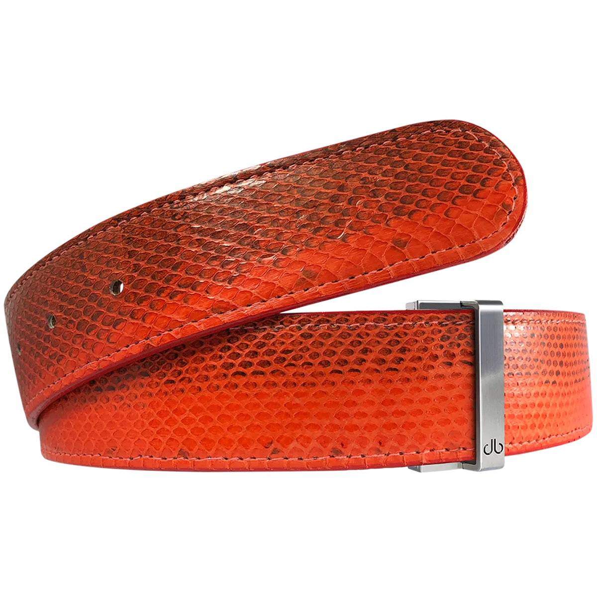 Orange Snakeskin Leather Belt