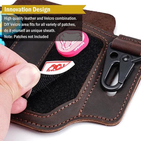 PL3 Multitool Sheath, Leather Sheath with DIY Patch Area and Pen Holder