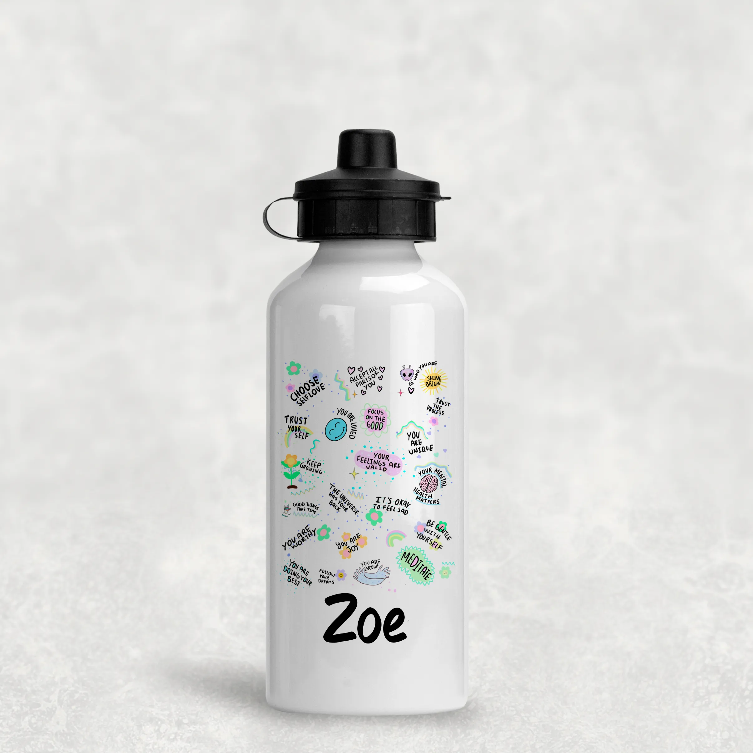 Positive Affirmations Personalised Aluminium Water Bottle 400/600ml