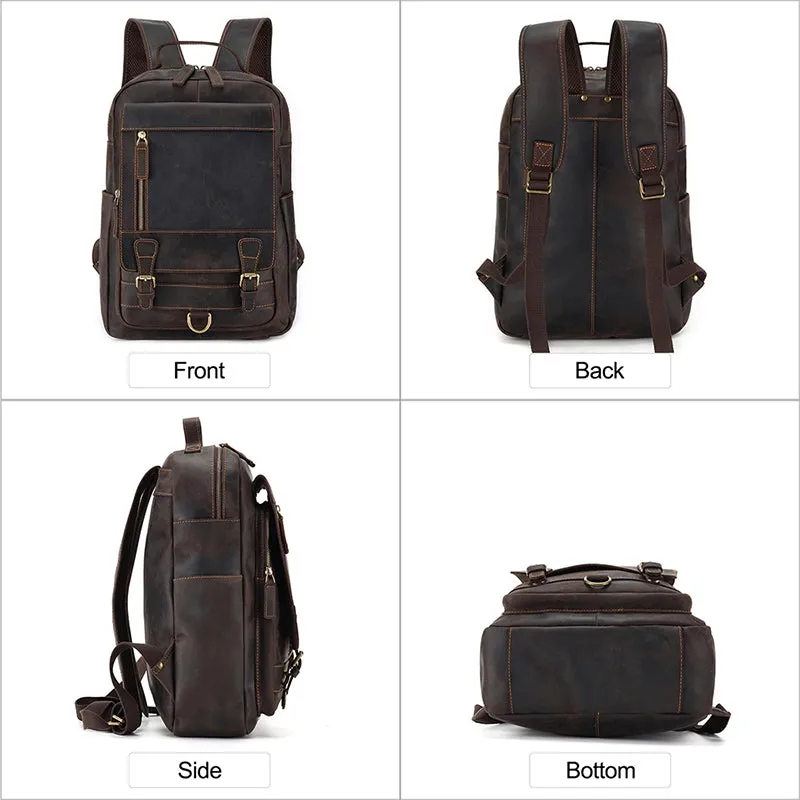 Retro Utility Leather Backpack