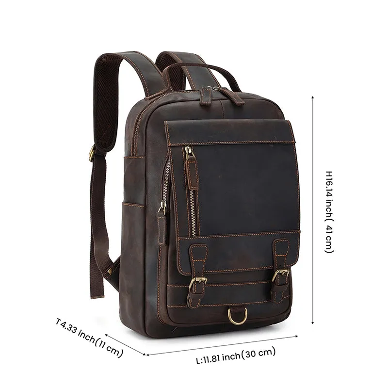 Retro Utility Leather Backpack