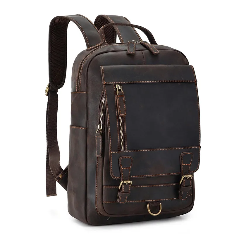 Retro Utility Leather Backpack