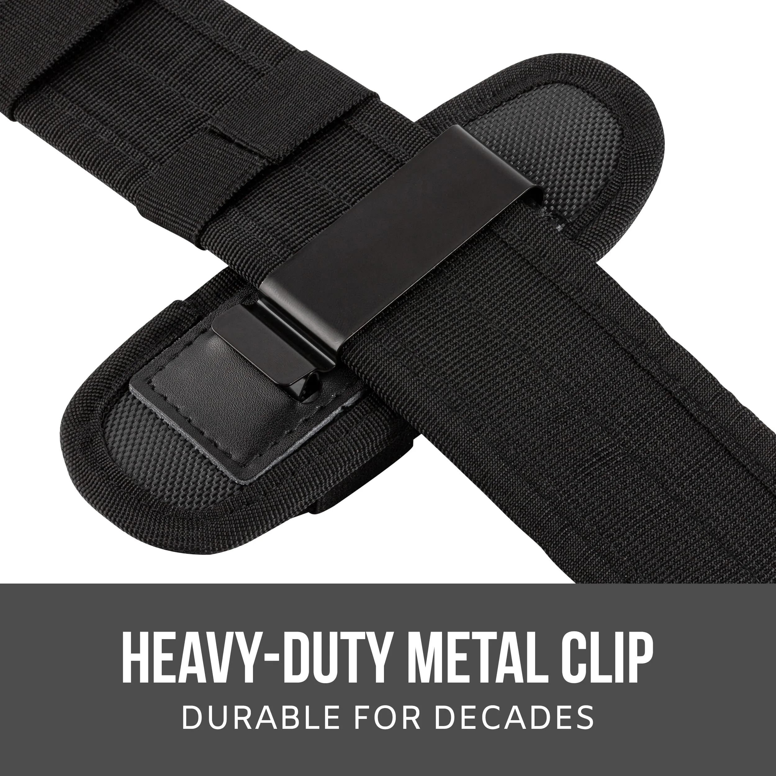 TH2C Tactical Flashlight Holster Closed-end with Metal Belt Clip for Duty Belt Pouch Stretchable Holder for Police Military Security Belt